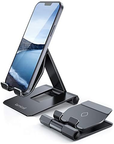 Lamicall     Adjustable Cell Phone Stand Desk – Foldable Desktop Phone Holder, Cradle, Dock, Compatible with iPhone 15 14, Plus, Pro, Pro Max, 13 12 X XS,4-11” Phone Sliver – Enhanced Compatibility and Speed