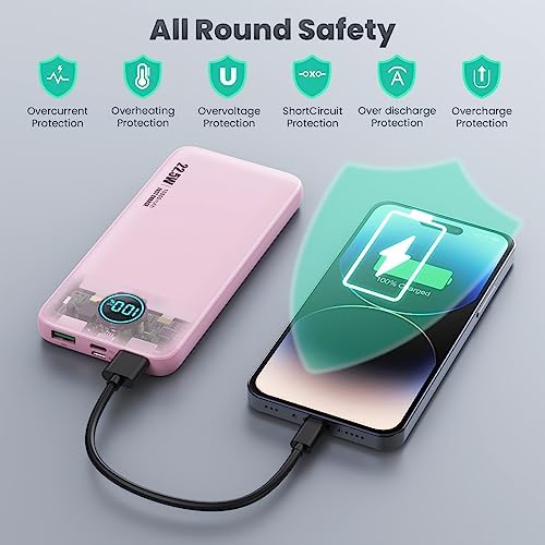 Ultra-Slim 10800 m Ah Portable Power Bank with LCD Display – Dual QC 4.0 & PD Fast Charging for i Phone 15, Android & Samsung Galaxy – Lightweight Travel Companion for Continuous Device Power