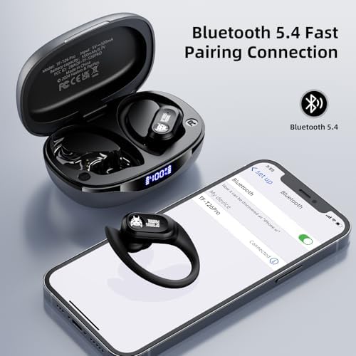 XINLINSHOE Bluetooth 5.4 Sport Earbuds with LED Charging Case – 65 Hours of Playtime, Industry-Leading Noise Cancellation for Ultimate Focus, Ergonomic Over-Ear Design for Secure Comfort in Workouts and Running – Ideal for Fitness Enthusiasts and Active Lifestyles