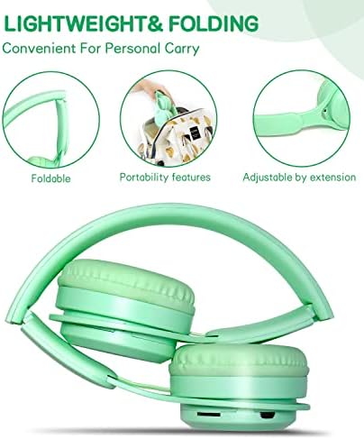 Kids Wireless Bluetooth Headphones – Comfortable Over-Ear Design with Built-In Mic for School & Travel – Superior Sound Quality, Foldable & Lightweight for Easy Storage – Perfect for Tablets & Smartphones – Ideal for Home and Learning Environments