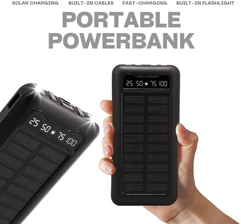 Eco-Friendly Solar Power Bank with Built-in Cables – Ultimate Portable Charger for Outdoor Adventures and Rapid Device Charging