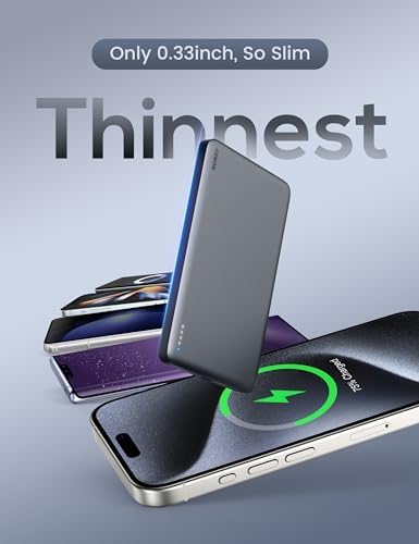 Ultra-Slim Mag Safe Portable Charger by RORRY – 5000 m Ah Magnetic Power Bank for i Phone & Samsung – 18 W Fast Charging Wireless Battery Pack in Elegant Pink – Effortless Portability with Durable Alloy Design