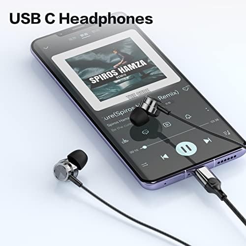 USB C Wired Earbuds with Advanced Noise-Cancellation for Ultimate Audio Clarity – Premium Sound Experience Compatible with Samsung Galaxy S25, i Phone 16, and Pixel 9 – Ergonomic In-Ear Design Featuring Magnetic Hold, Integrated Microphone, and Convenient Volume Control – Perfect for Music Enthusiasts and Professionals on the Go