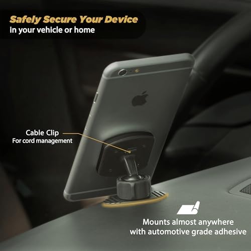 Scosche Magic Mount Pro Suction Cup Phone Holder – 2-Pack Magnetic Car Dashboard & Windshield Mount for i Phone, Galaxy & Android Smartphones – Enhanced Stability, 360-Degree Rotation & Sleek Black/Silver Design for Optimal Accessibility & Safety