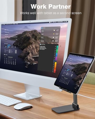 Transform Your Work and Play with the Anozer Adjustable Tablet Stand – Ultra-Lightweight, Foldable Design for Seamless Use with i Pad Pro, Surface Pro, and More – Perfect for Effortless Video Calls, Enhanced Productivity, and Hands-Free Viewing – Supports Devices 4.7″ to 15.6″ – Robust Construction for Stability and Contemporary Style – Ideal for Home, Office, or Travel Adventures