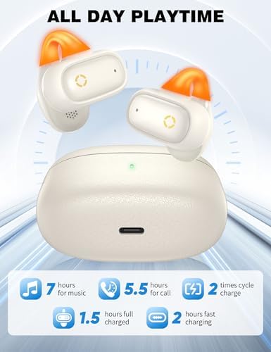 Open Ear Wireless Sports Earbuds – Premium Bluetooth 5.3 Connectivity with Superior HD Sound, Engineered for Active Lifestyles, Compatible with i Phone 16 Pro Max & Samsung S25 Ultra, Featherlight & Sweat-Resistant Design, Perfectly Tailored for Small Ears and Enhanced Comfort During Gym Workouts, Running, and Yoga Sessions – Elevate Your Fitness Experience with Unmatched Audio Quality and Freedom of Movement