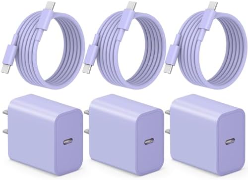 i Phone 16 Fast Charging Pack: 3 USB-C Blocks & 3 Durable 6 FT Cables for Ultimate Compatibility with i Phone 15, i Pad Pro, and Air Pods – Compact, Portable, and Reliable Power Solution for On-the-Go Users