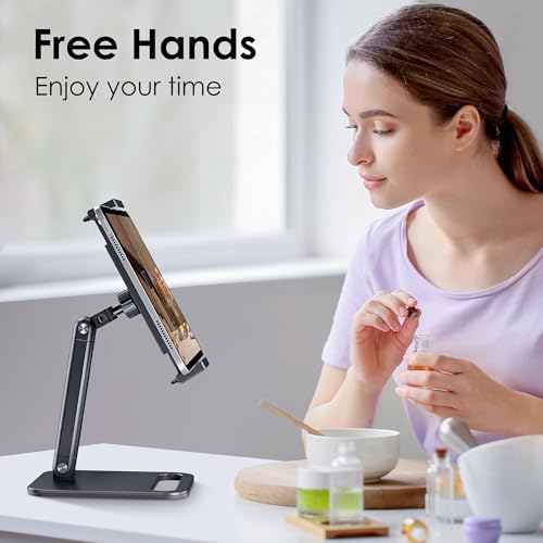 Crea Dream Heavy-Duty Aluminum Tablet Stand – Versatile 360° Adjustable Holder for i Pad Pro, Galaxy Tab, Surface Pro, and More – Ergonomic Desk Accessory for Enhanced Productivity and Comfort – Sleek Black Design, Compatible with Devices 4.7” to 13