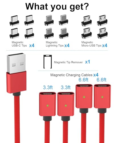 Maximize Your Device Charging Potential with the ZBF Magnetic 3-in-1 Cable Set – Rapid 3 A Power Delivery, 480 Mbps Data Sync, and Effortless Magnetic Connectors for USB-C, i Phone, and Micro USB Compatibility – Durable Multi-Length Options Perfect for Home, Office, and Travel Use