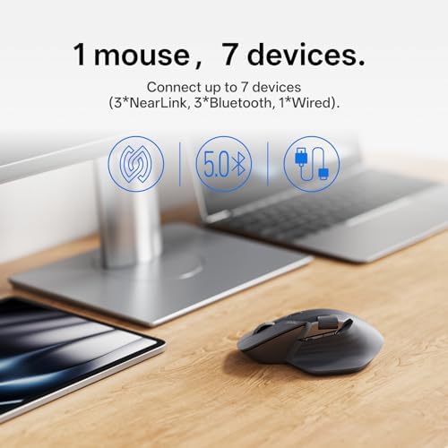 Revolutionize Your Workflow with Rapoo MT760 Multi-Device Wireless Mouse – Effortlessly Connect Up to 4 Devices with Bluetooth 5.0 & 2.4 G, 11 Customizable Buttons, 4 K DPI Precision, and 90 Days of Uninterrupted Battery Life – Perfect for Professionals and Tech Enthusiasts in Sleek Matte Black