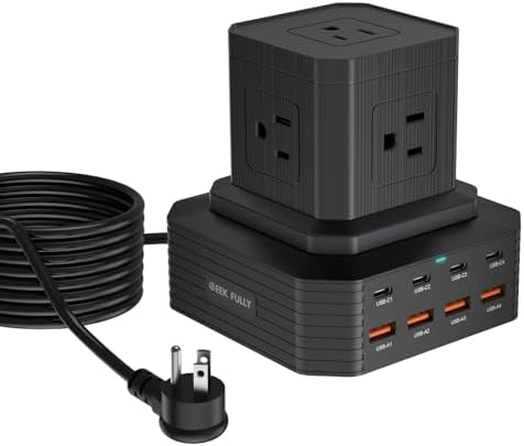 Revolutionize Your Charging Setup with the 100 W USB-C Multi-Device Power Strip – 13-in-1 Surge Protector Featuring 4 PD USB-C and 4 USB-A Ports for Rapid Charging of Mac Book Pro/Air, i Phone 15/14, i Pad, and More – Compact, Durable, and Designed for Seamless Office and Home Use