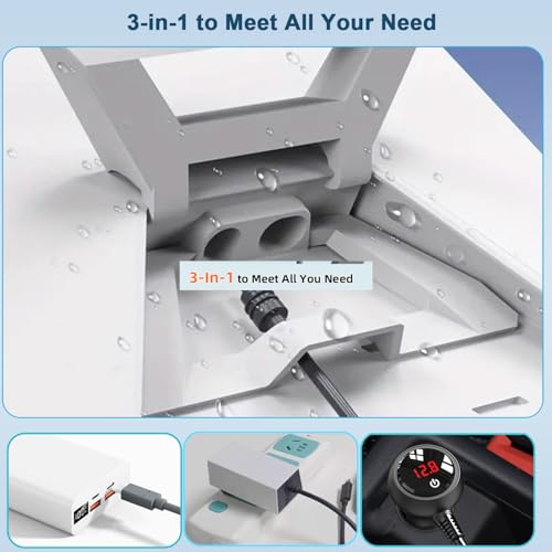 Ultimate Gem Coo Starlink Mini Cable – 3-in-1 Heavy Duty Car Charger with Real-Time Voltage Display, 10 FT DC Power Cable, and USB C to 12-24 V Cigarette Lighter Plug for Enhanced Device Compatibility and Fast Charging on the Go