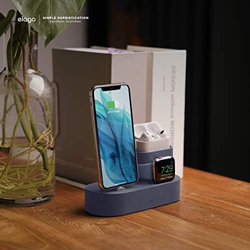 elago 3 in 1 Charging Station for Apple Devices – All-in-One Dock for i Phone, Apple Watch Series 10/9/8/7/6/5/4/3/2/1/SE, and Air Pods Pro/3/2/1 – Sleek, Space-Saving Design with Enhanced Speed and Compatibility (Original Cables Required) – Perfect for Home or Office Use