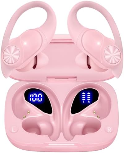 Poc Buds Wireless Bluetooth Earbuds – 80 Hours Playtime, Deep Bass Sound with Digital Display, IPX7 Waterproof Sports Earphones, Ergonomic Earhooks for Secure Fit, Compatible with TV, Phone & Laptop – Stylish Olive Design for Active Lifestyles