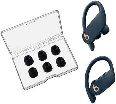 Ultimate Comfort Memory Foam Ear Tips for Beats Powerbeats Pro/2/3 – Secure Fit Anti-Slip Replacement Earpads with Storage Box – 3 Pairs (Medium, Black) for Enhanced Sound Isolation and Durable Performance