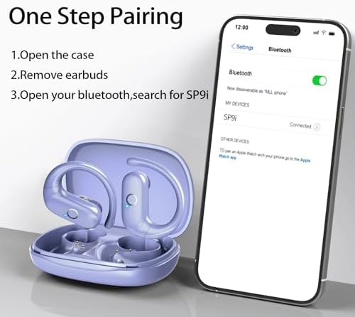 Revolutionary Bluetooth 5.3 Wireless Earbuds – Ultra-Lightweight Noise-Cancelling Headphones with Deep Bass for Sports Enthusiasts – Waterproof Design with Secure Ear Hooks for Running, Biking, and Climbing – Unmatched 60 Hours Playtime in Sleek Black Finish