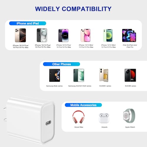 Ultimate 3-Pack USB-C Fast Charger for i Phone 16/15 – 20 W Power Delivery Quick Charge Adapter for i Pad Pro, Air Pods & More – Compact, Reliable & Safe Charging Solution for Home, Office, and Travel