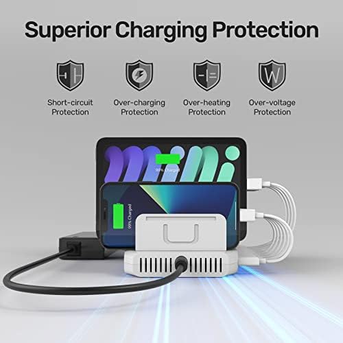 Unitek 10-Port USB Charging Station: Smart IC Technology for Fast, Organized Device Charging with Adjustable Dividers – Ideal for i Pads, Tablets, Kindles & i Phones in Home or Office Settings
