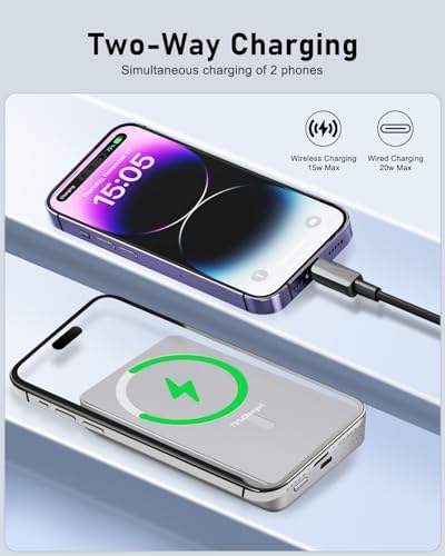Magnetic Power Bank for i Phone 16 Series – 10,000 m Ah Wireless Charger with 15 W Fast Charging & PD 20 W USB-C Output | Slim, Lightweight Design for On-the-Go Convenience | Strong Adhesion for Hassle-Free Use | Intelligent Safety Features for Optimal Protection | Ultimate Travel Companion for i Phone Users