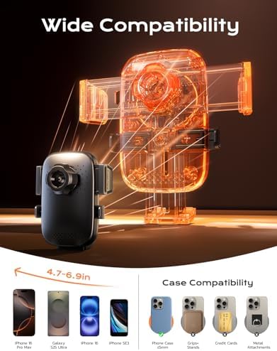 Fast Charge Wireless Car Phone Mount – 15 W High-Speed Charger with Enhanced Suction for Dashboard & Windshield – Perfect for i Phone 16/15/14 Pro Max & Galaxy S25/S24 Ultra – Ultimate Driving Convenience & Adjustable Viewing Angle