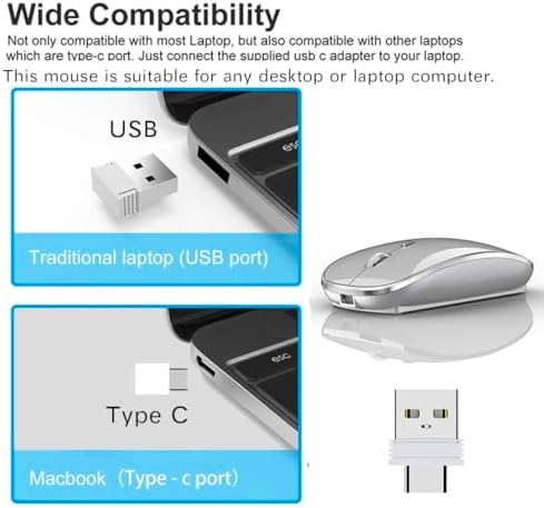 Premium Wireless Mouse for Mac and Windows – Ergonomic, Rechargeable, and Silent Click Design for Enhanced Productivity on Mac Book, Chromebook, and PC – Ideal for Travel and Home Office Setup – Durable and High-Precision Tracking