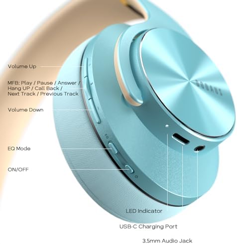 Transform Your Listening Journey with DOQAUS Over-Ear Bluetooth Headphones: 90-Hour Playtime, Tailored EQ Settings, and Superior Noise Cancellation for Unmatched Comfort and Audio Clarity in Music and Calls