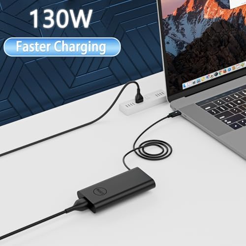 Dell USB Type C Laptop Charger Replacement – 130 W, 100 W & 65 W Fast Power Adapter for Optimal Efficiency & Versatile Compatibility – Lightweight Design with Advanced Safety Features for Reliable Performance on All Dell Models