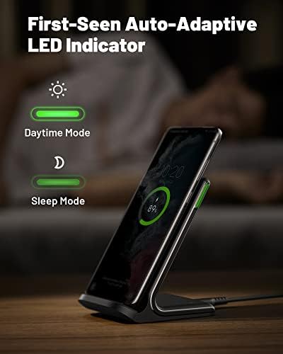 Ultimate INIU 15 W Wireless Charger – Qi-Certified Fast Charging Station with Sleep-Friendly Adaptive Light for i Phone 16/15/14/13 Pro, Samsung Galaxy S25/S24/S23, and More – Compact & Safe Power Hub for Home and Office Use