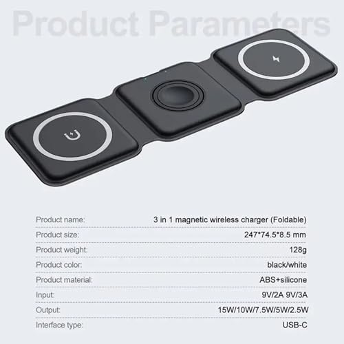 Elevate Your Charging Game with the Qrion 3-in-1 Foldable Wireless Magnetic Charger – 15 W Travel Station for i Phone, Air Pods & i Watch – Compact Design, Enhanced Compatibility, Includes Charging Cable – Ideal for Home & On-the-Go Convenience