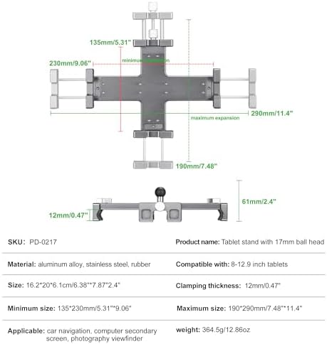 FANAUE 360° Rotatable i Pad Holder for Car – Versatile Tablet Mount for Vehicles, Windshield & Dashboard – Compatible with 8-12.9″ i Pad Mini & Pro Models – Sturdy Aluminum Alloy Design for Enhanced Navigation & Entertainment on the Go