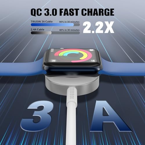 Upgrade Your Apple Watch Charging Experience with the 20 W Magnetic USB-C Fast Charger – 6 ft Cable for Seamless Compatibility with Series 1-9 and SE Models – Effortless Magnetic Alignment and Premium Durability for Everyday Convenience