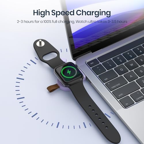 Portable Magnetic Wireless Charger for Apple Watch – Fast Charging i Watch Accessory for Ultra, Series 1-9, and SE – Travel-Friendly Cordless Design for Ultimate Convenience and Durability