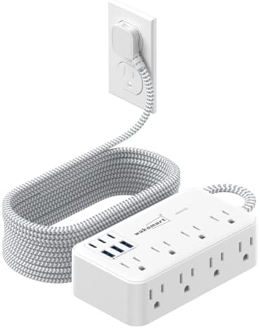 Maximize Your Charging Efficiency with the 2800 Joules Surge Protector Power Strip – 8 AC Outlets & 6 Fast-Charging USB Ports (4.8 A/24 W) for i Phone 15, 5 ft Flat Extension Cord & Wall Mount Design – Perfect for Home, Office & Travel Needs