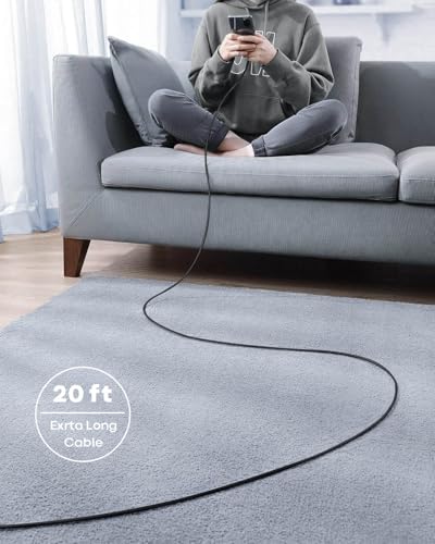 Long USB C Cable 20Ft, White Premium TPE USB A to Type C Cable Charger Cord Fast Charging for iPhone 16 15 Series Samsung Galaxy, Note, LG, Moto, Pixel and Other USB-C Device – Enhanced Compatibility and Speed