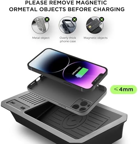 Custom-Fit Wireless Charger for Toyota Tundra 2022-2025 – Qi Certified Phone Charging Pad with USB Port for TRD Pro, 1794 Edition, Platinum, SR, SR5, and Limited Models – Fast Charging, Sleek Design, and Enhanced Compatibility for a Clutter-Free Interior Experience