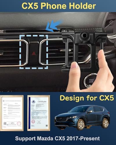Mazda CX-5 Magnetic Phone Mount with 15 W Fast Wireless Charging – Perfectly Designed for 2017-Current Models for Ultimate Convenience and Style