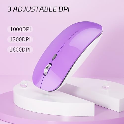 Uciefy Q5 Slim Rose Gold Wireless Mouse – Portable Optical Rechargeable Design with Silent Click, USB Receiver & Type C Adapter for Effortless PC, Laptop & Desktop Compatibility – Elevate Your Workspace with Style & Precision