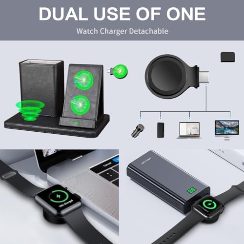 Sophisticated White Leather Pen Holder Desk Organizer with 3-in-1 Wireless Charger for Phone, Earbuds & Watch – Ultimate Desk Accessory for Women, Ideal Birthday Gift for Moms and Professionals – Enhance Workspace Efficiency and Style