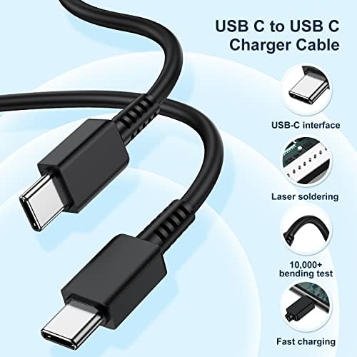 45 W Samsung Super Fast Charger Duo with 10 ft USB C to C Cable – Ultimate Charging Solution for Galaxy S25/S24/S23/S22 Series and Note 20/10 – Enhanced Speed, Versatile Use, and Durable Design for Everyday Convenience