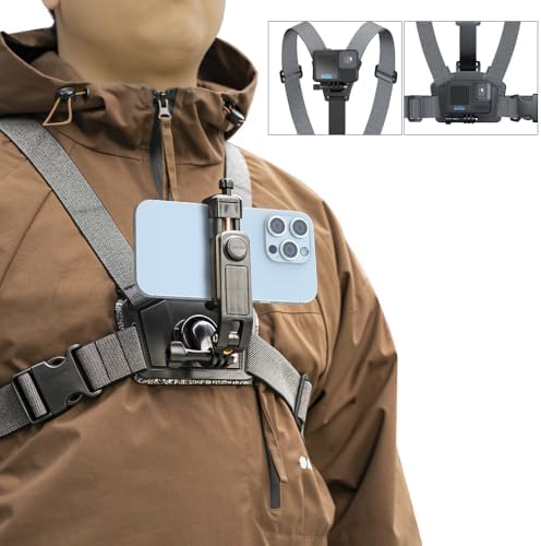 SOH Adjustable Phone Chest Strap Harness Mount – Ultimate Hands-Free POV Video Recording Solution for Biking, Kayaking, Fishing & Skateboarding – Compatible with DJI Action, Go Pro, Insta360 & More – Lightweight, Durable & 360-Degree Rotation for Seamless Adventures
