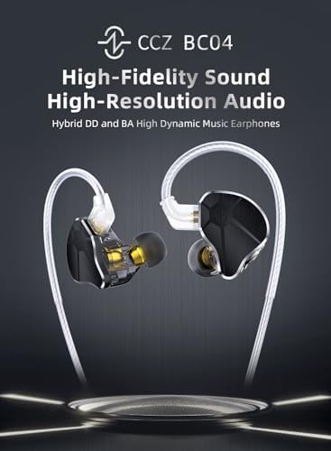 Kinboofi CCZ BC04 Premium High-Frequency IEM Wired Earbuds with Oxygen-Free Copper Cable – Ultimate Stereo Sound Experience for Musicians and Audiophiles – Ergonomically Designed for Comfort with In-Line Microphone for Effortless Control – Transform Your Listening Journey with Exquisite Clarity and Depth