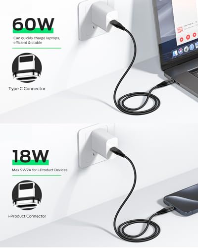 Revolutionary YKZ 3-in-1 Magnetic USB Charging Cable – Versatile PD 60 W Fast Charger for Type C, Micro USB & i-Devices – Durable Nylon Braided Design in 3.3 FT & 6.0 FT Lengths for Tangle-Free Convenience – Enhanced Charging Speed and Compatibility