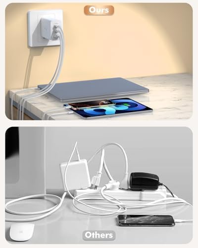 100 W Multi-Port USB-C Fast Charger with 6 FT Woven Cable – Ultra-Fast Power for Mac Book, i Phone 16/Plus/Pro, i Pad 10 & More – Compact & Durable Charging Solution for Home, Office, and Travel