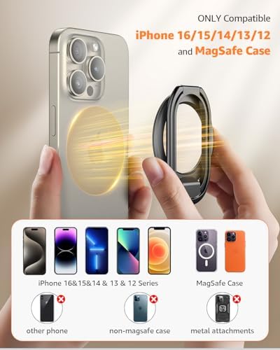 2025 SUPERONE Mag Safe Phone Ring Holder – Versatile Adjustable Magnetic Kickstand & Detachable Grip for i Phone 12-16 Series – Vibrant Purple for Enhanced Wireless Charging & Effortless Hands-Free Functionality – Transform Your Smartphone Use with Style and Practicality