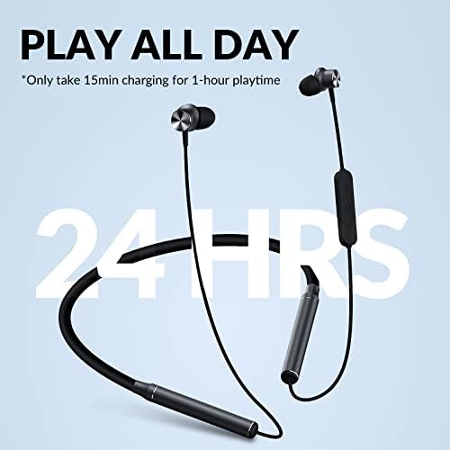 Enhance Your Audio Journey with Bluetooth 5.0 Neckband Earbuds – Superior Deep Bass, 10 mm Drivers for Immersive Sound, 24-Hour Playtime for Non-Stop Enjoyment, Ultra-Lightweight Comfort Perfect for Active Lifestyles, Magnetic Design for On-the-Go Storage, Crystal Clear Call Quality with Optimal Device Compatibility – Sleek Black Finish