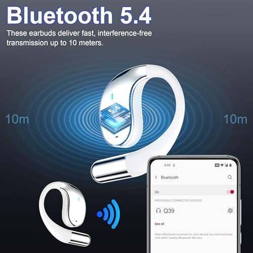 Unlock Your Audio Potential with Next-Gen Open-Ear Wireless Earbuds – Bluetooth 5.4 Headphones Offering Superior ENC Noise Cancellation, Rich Hi-Fi Sound, and Immersive Deep Bass; IP54 Water-Resistant for Active Adventures with an Astounding 68-Hour Battery Life – Ideal for Running, Traveling, Work, Cycling, and Intense Workouts; Features AI Translation for Effortless Multilingual Communication and Seamless Device Pairing