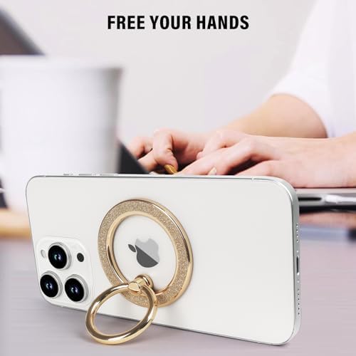 Glamorous Guppy Magnetic Phone Ring Holder – 360° Rotating Glitter Grip for i Phone 12-16 Pro Max – Stylish Mag Safe-Compatible Accessory for Enhanced One-Handed Control – Elevate Your Mobile Experience with Secure Stability and Chic Design