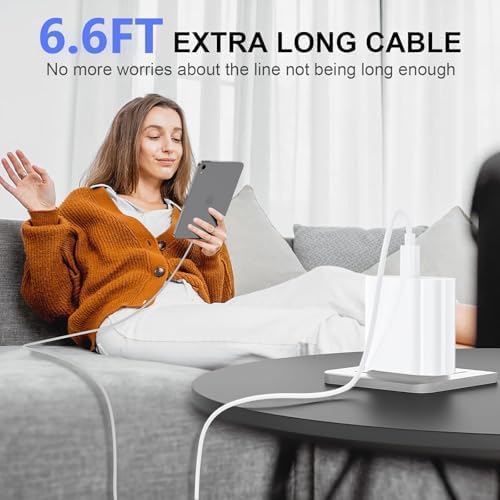 20 W USB-C Fast Charger for i Pad Pro, Air & Mini – Ultimate PD Wall Charger with 6.6 ft USB-C to C Cable for Rapid Charging Across All Generations, Compact Design for On-the-Go Power Solutions, Enhanced Safety Features to Prevent Overheating