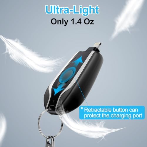 Compact Keychain Portable Charger – 2200 m Ah Emergency Power Bank for i Phone 14/13/12/11/XS/XR/8/7/6 Series – Ultra-Lightweight Fast Charging Battery Pack with Pass-Through Function and Multi-Protection Features – Ideal for On-the-Go Power Backup – White