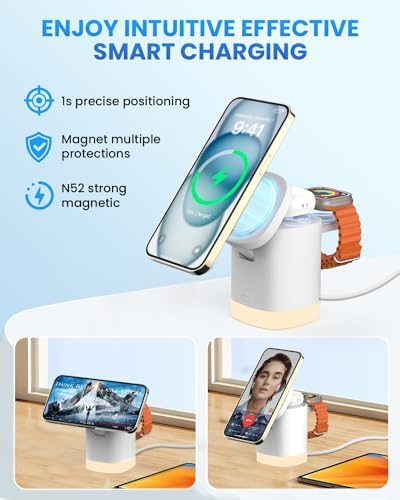 Travel-Ready Joy Geek 3-in-1 Wireless Charging Station – Fast Mag-Safe Charger for i Phone 16-12 Series, Apple Watch Series 10-2, and Air Pods Pro – Ultimate Compatibility and Speed for On-the-Go Lifestyle